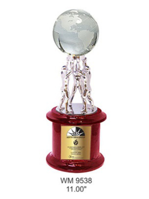 WM Metal Team Trophy with Wooden Glossy Finish Base, creative awards and gifts @ creativeawardsandgifts.in